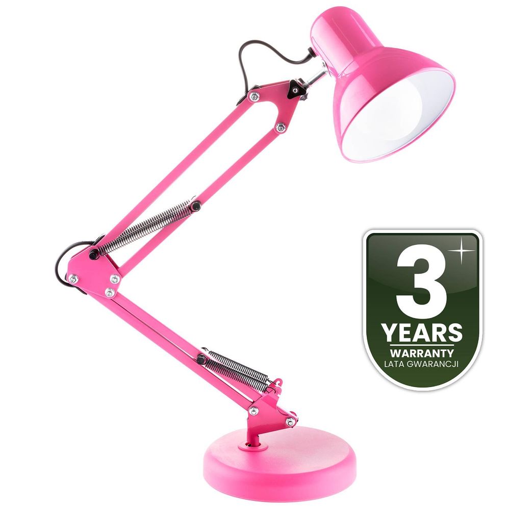LUMILED Schreibtischlampe klassisch Leselampe Rosa Tischleuchte Tischlampe Verstellbarer Arm mit E27 Retro aus Metall Schreibtischleuchte