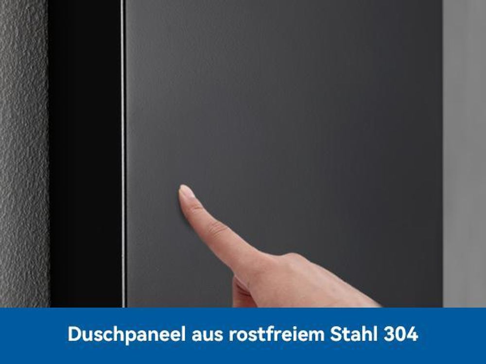 Auralum Multifunktion Duschpaneel Schwarz Duschset Edelstahl Duschsäule Regendusche mit Massagedüsen Handbrause und Überkopfdusche