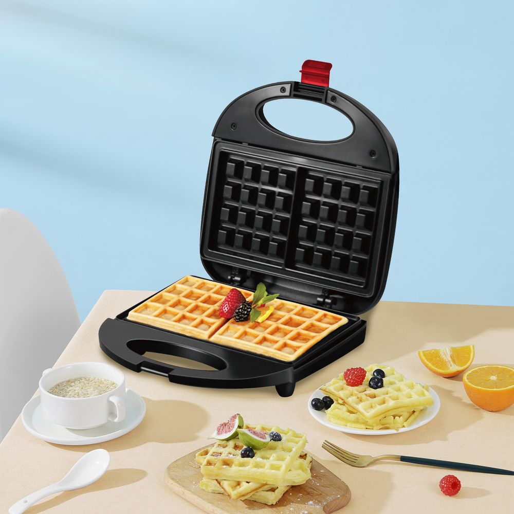 Waffeleisen Waffelautomat Waffeltoaster für 2 Belgische Waffeln Wafflemaker Doppelwaffeleisen 750 Watt 220 V Schwarz Retoo