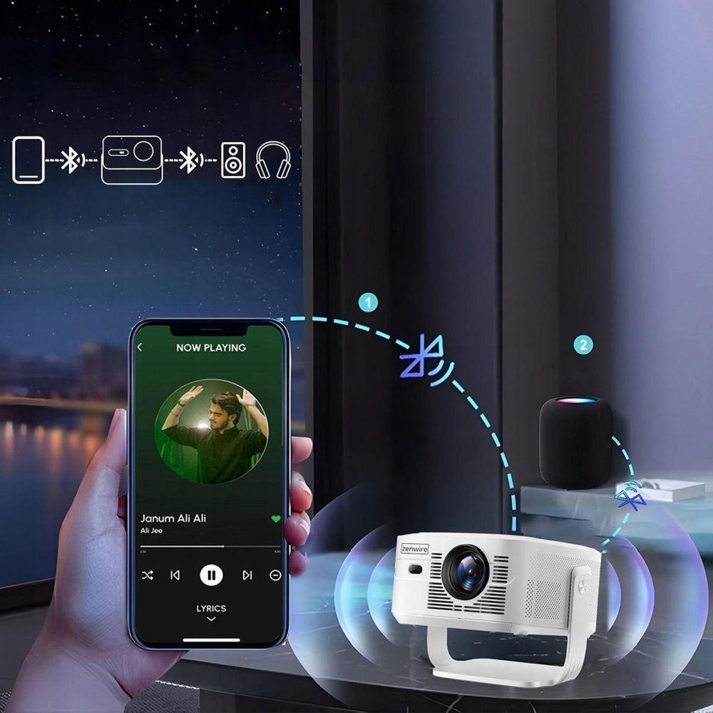 Mini proiettore - proiettore portatile - Android 14 - WLAN - Full HD 4K 8K - per smartphone - PrimeView