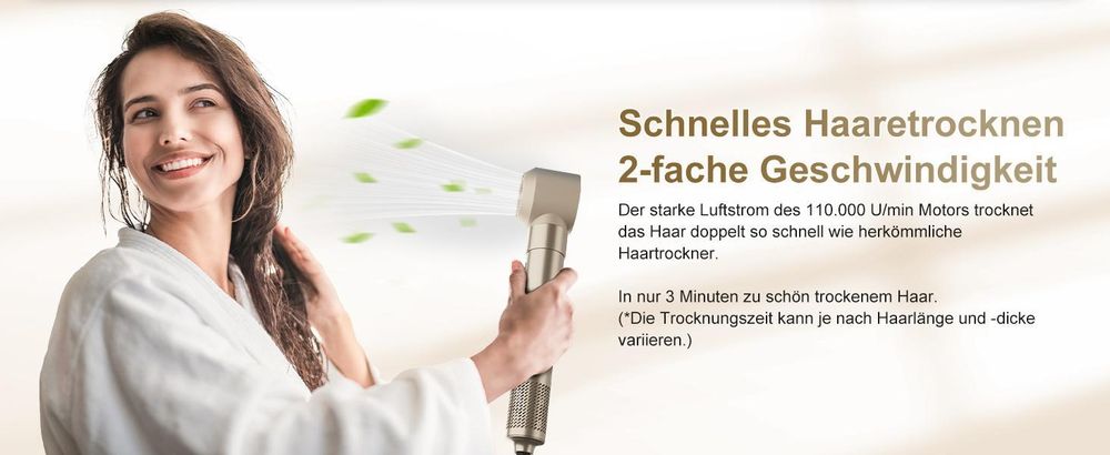 MCURO 6-in-1 Warmluftbürste mit 6 Aufsätzen,Airflow Lockenstab,Föhn & Negativ-Ionen Haarstyler inkl. Aufbewahrungstasche,für Glätten,Locken & Trocknen