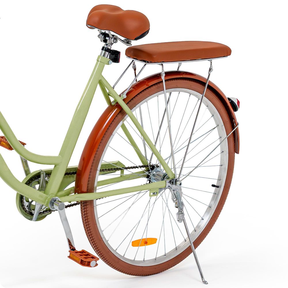 Vélo de Ville Femme 28 Pouces Retro VOLTOURI Panier Porte-Bagages Cadre Acier 17"
