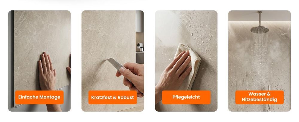 IZODEKOR SPC Wandpaneele 60x120 cm – Wasserdichte Wandverkleidung für Bad, Dusche & Küche – Carrara Marmor
