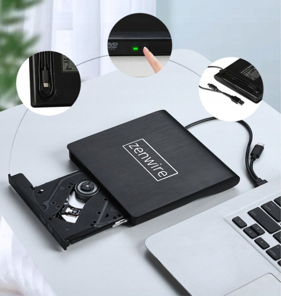 Externes tragbares Laufwerk - DVD CD - 2-in-1 - USB 3.0 USB-C - für Brenner - CD/DVD-Player - für Laptop - für Computer