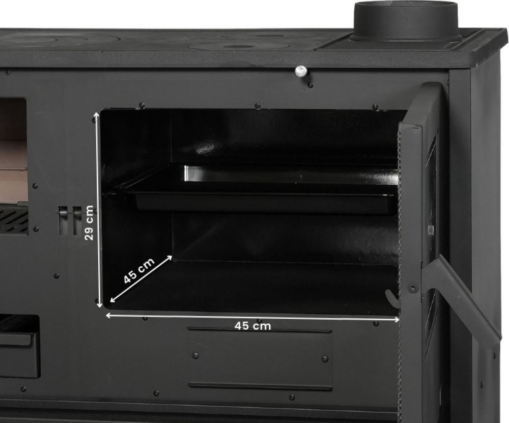 BALKAN ENERGY - Kaminofen - Ofen - Holzofen - Küchenofen - Backofen - Kochplatte - Modell 4020 - Cappuccino - 7.9kW - A+