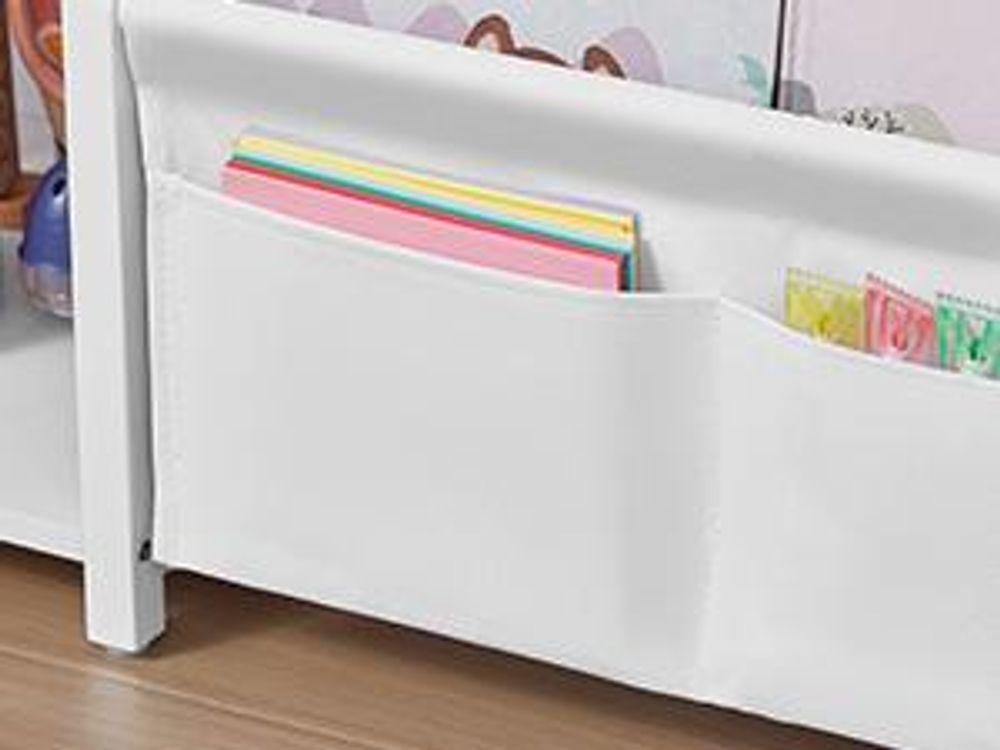 SONGMICS Bücherregal Kinder, mit Seitentasche, 75 cm hoch, Spielzimmer, weiß
