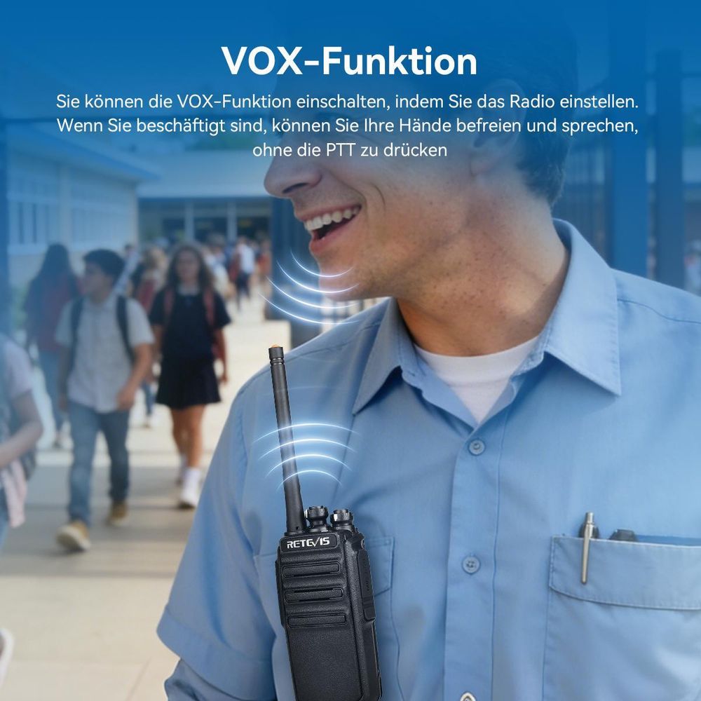 Retevis RT24 Walkie Talkie PMR446 Lizenzfreies, Professionelles Funkgeräte mit Großer Reichweite, mit Headset USB-Ladegerät, für Schule, Radfahren