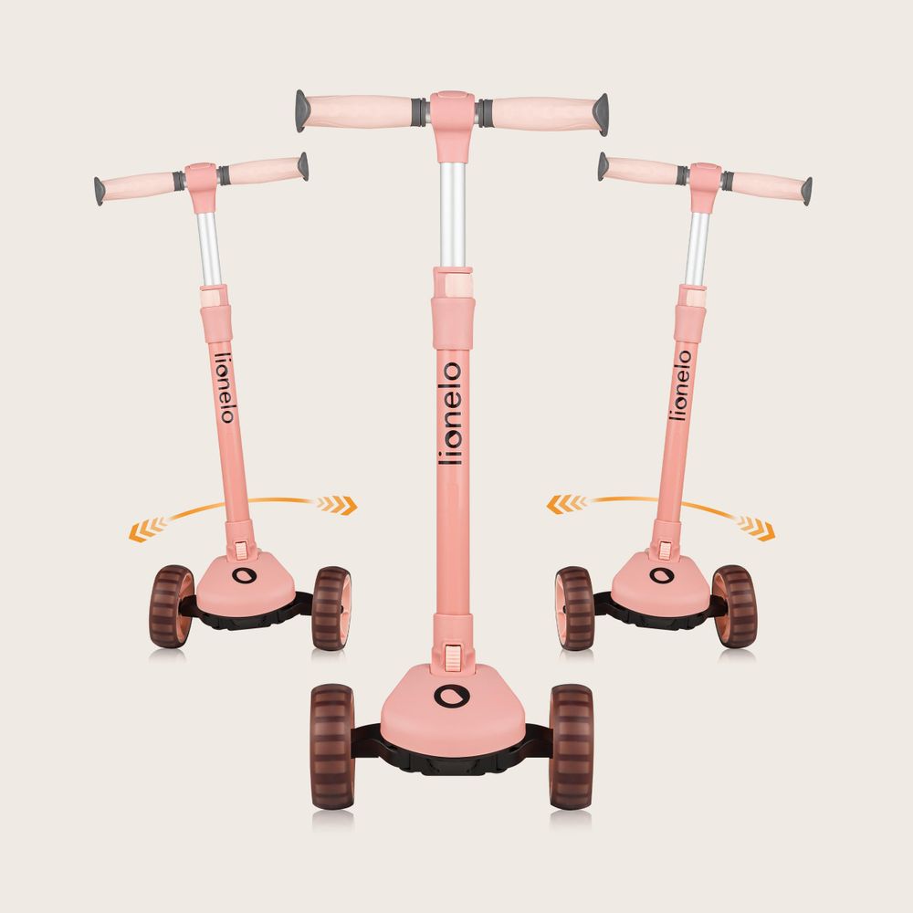 Lionelo Franky 2in1 Kinder Laufrad bis 20 kg Balance Roller bis 50 kg Höhenverstellbar, LED-Räder, rutschfestes Trittbrett, Korb Pink