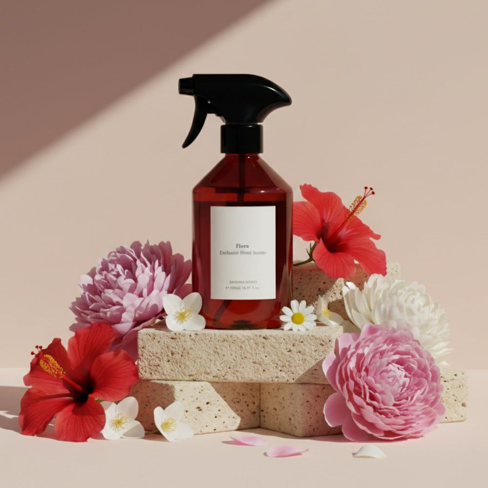 BOHORIA® Raumspray 500 ml Flora – Blumiger Raumduft mit Mandarine, Bergamotte, Jasmin & Zedernholz – Hotel Scents Home Perfume