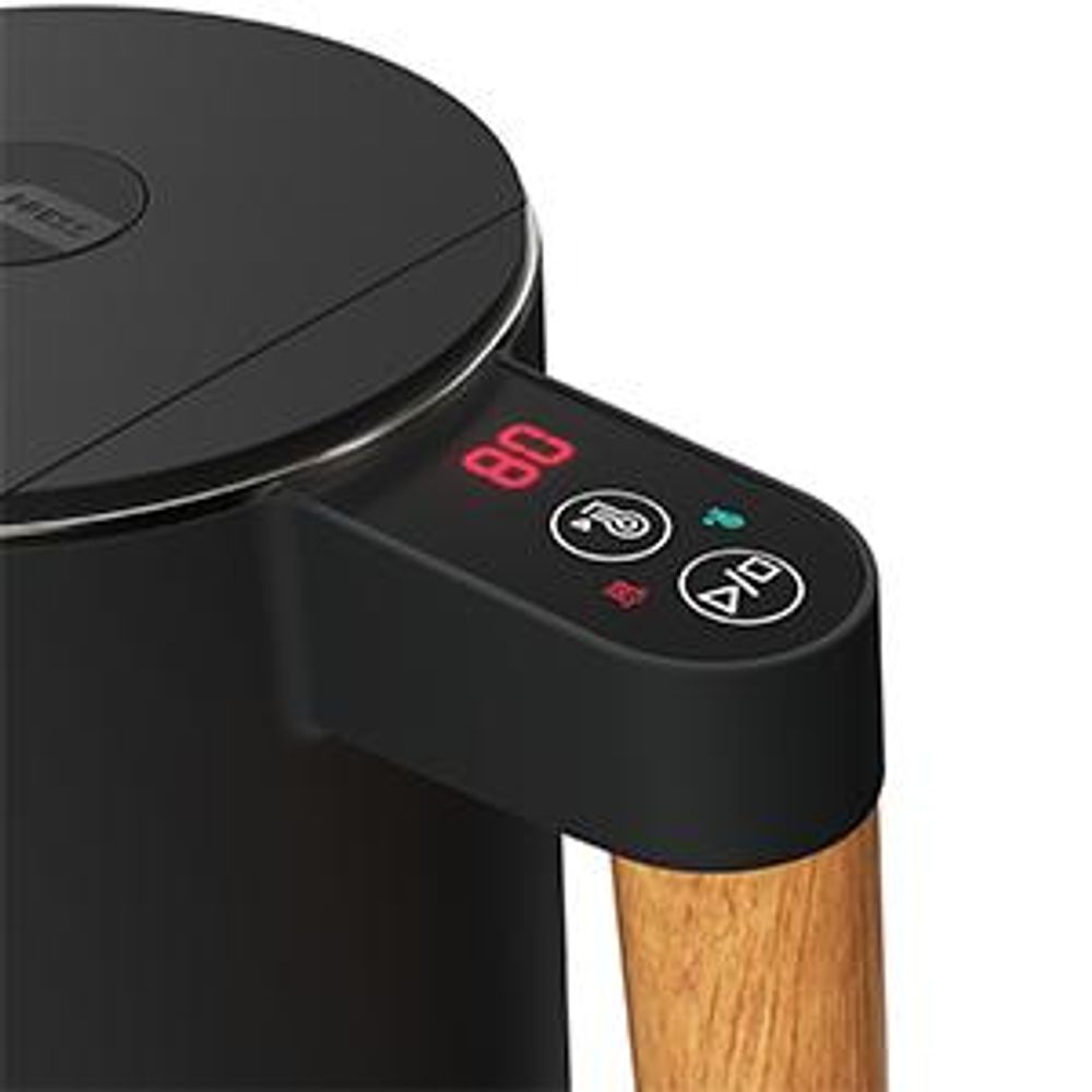 BALTER Edelstahl Wasserkocher mit Temperatureinstellung, 45°C-100°C, Doppelwand, BPA frei, Warmhaltefunktion, 1.5L, 2200W, Schwarz