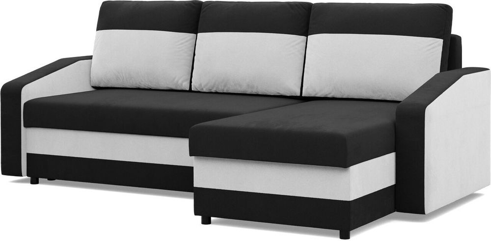 Ecksofa mit Schlaffunktion Orion, Universelle Seite, Schwarz + Weiß