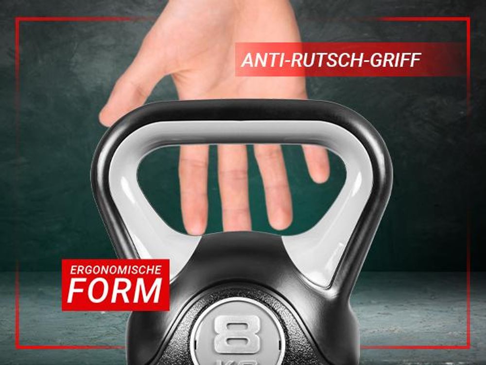 Miweba Sports Kettlebell KB200 | Kugelhantel - Ergonomischer Griff Anti-Rutsch - Hartgummifüße - Ganzkörper - Workout - Kugelgewicht - Hantel (8,0 kg)
