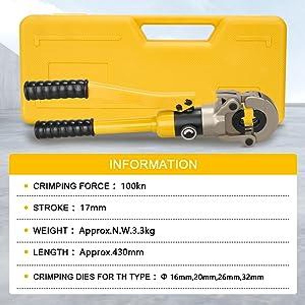 TEENO Presszange TH-Kontur(100kn),Rohrpresszange Crimpzangen Verwendet für Aluminiumkunststoffrohre, Edelstahlrohre, Fittings: TH16, TH20, TH26, TH32