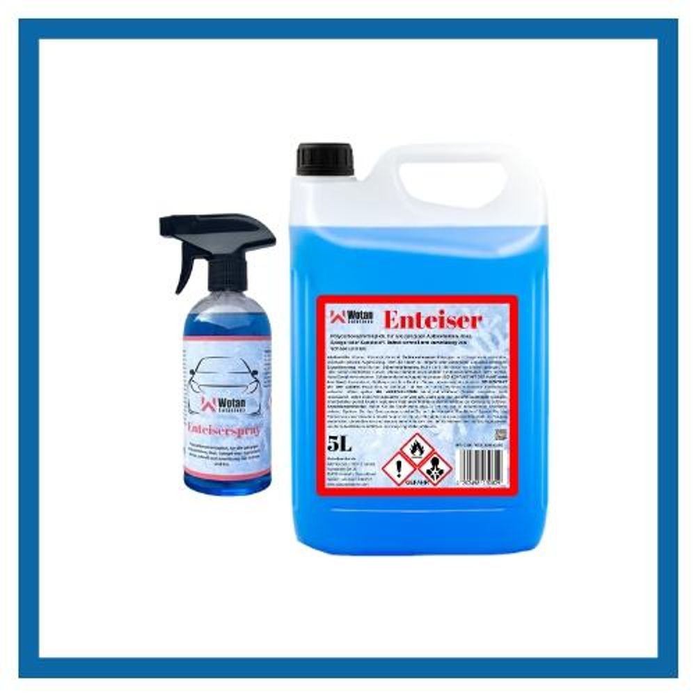 WOTAN SOLUTIONS Scheibenenteiser Set mit 5L Kanister und gefüllter 500ml Triggerflasche