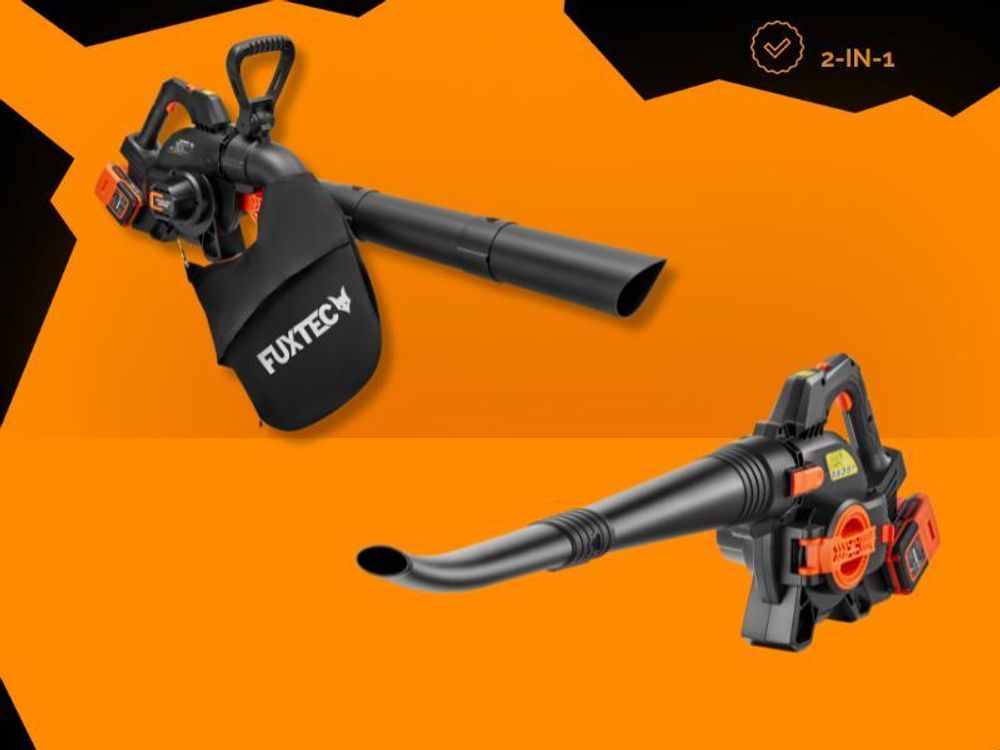 FUXTEC 2in1 Akku Laubbläser FX-E2LBSSET - 40Volt  Laubsauger |Laubhäcksler | 685m³/h | inkl. Laubfangsack | Ergonomischer Griff | mit Akku/ Ladegerät