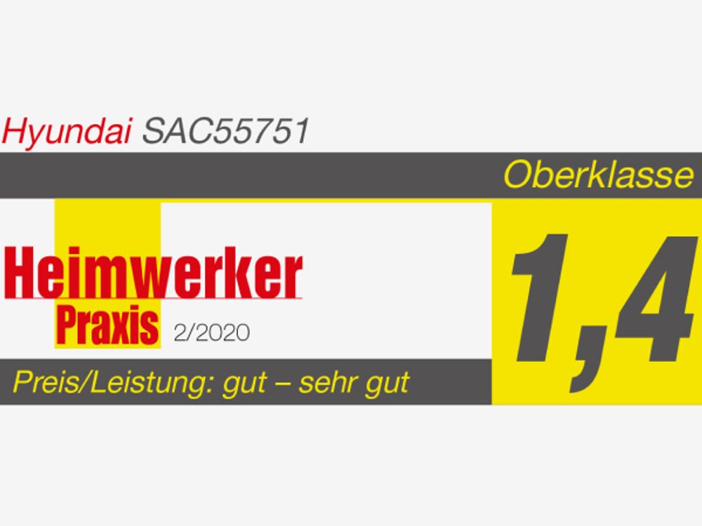 HYUNDAI Silent Kompressor SAC55751 SET (8 bar, 6L, tragbar, ÖLFREI, 59 dB, 550 W / 0.75 PS)