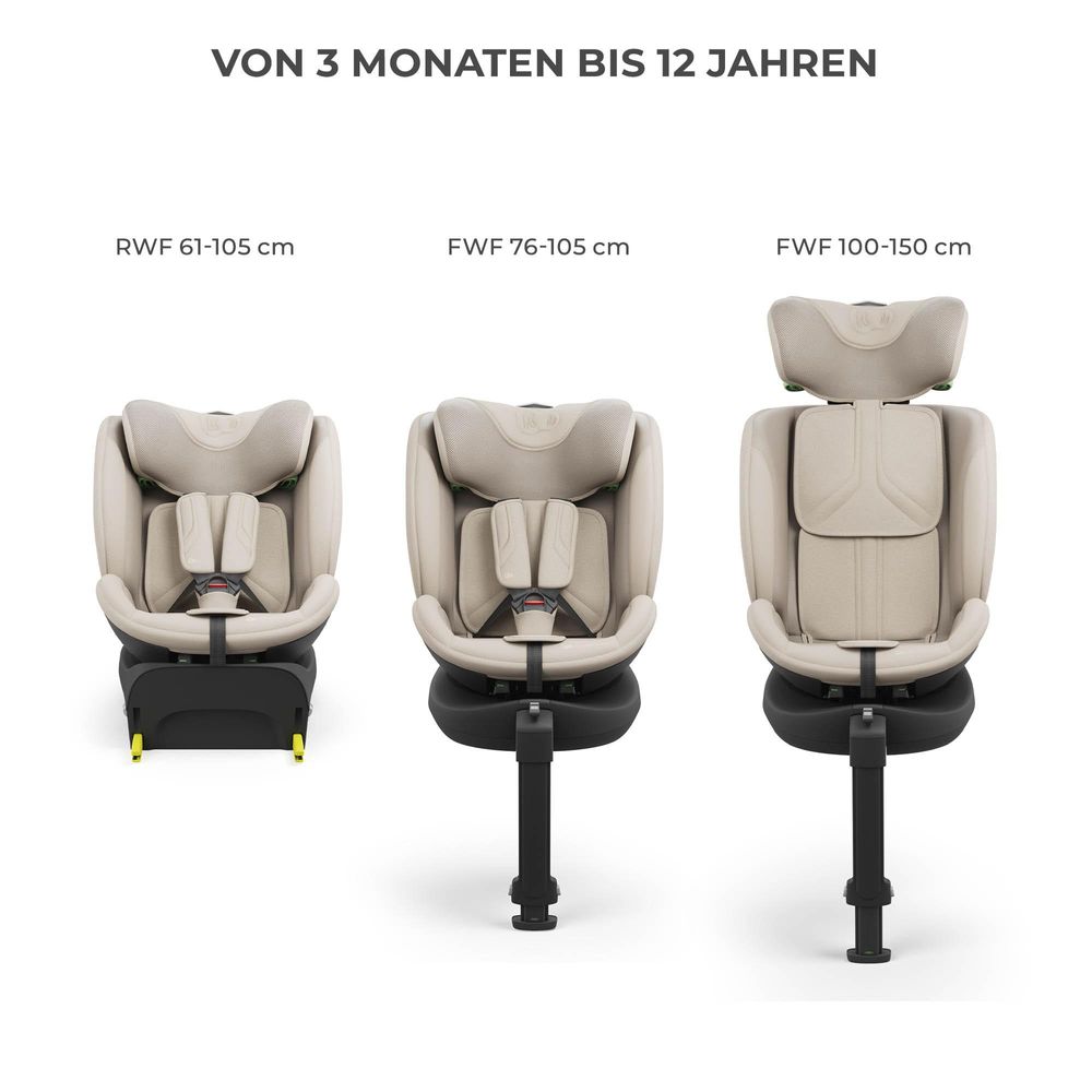 Kinderkraft I-FIX ENDURA SAFE – ISOFIX Kindersitz 61–150 cm, 360° drehbar, SPS+, H-GUARD+, i-Size, Beige