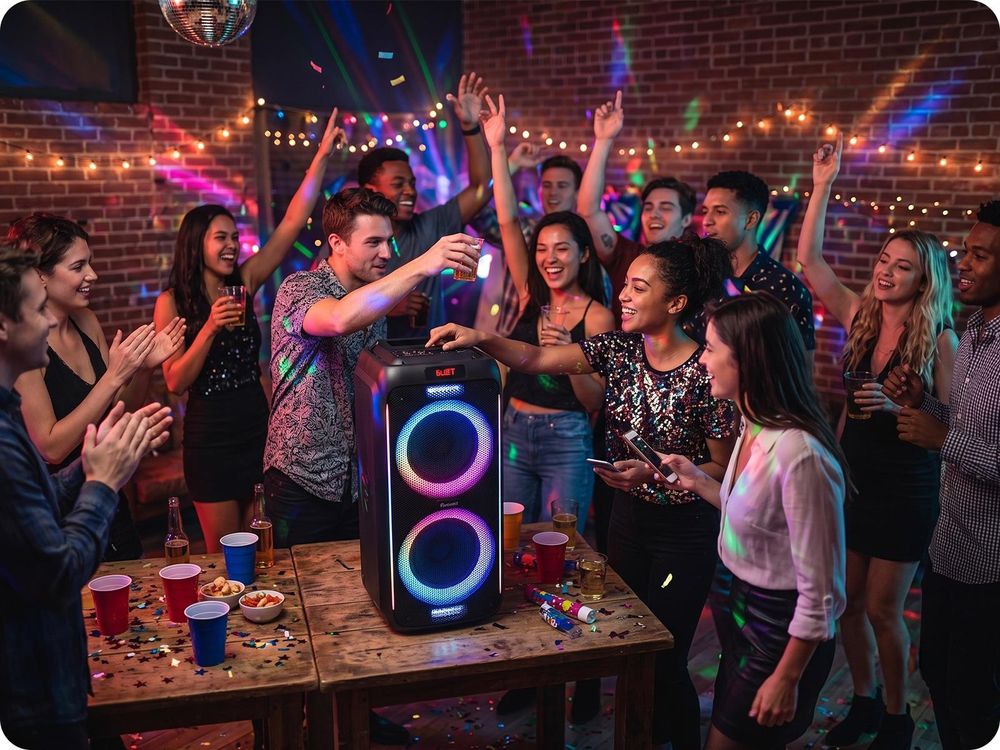 Fontastic Party-Lautsprecher Zeal 600 - Bluetooth Lautsprecher mit USB-Wiedergabe, AUX und MicroSD - Karaoke Box mit Mikrofon - tragbares Soundsystem