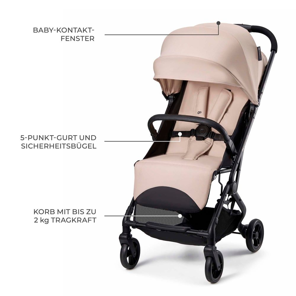 Kinderkraft INDY 3 Buggy - Ab der Geburt bis 15 kg - Leichter und kompakter - Einhändiges Zusammenklappen - Beige