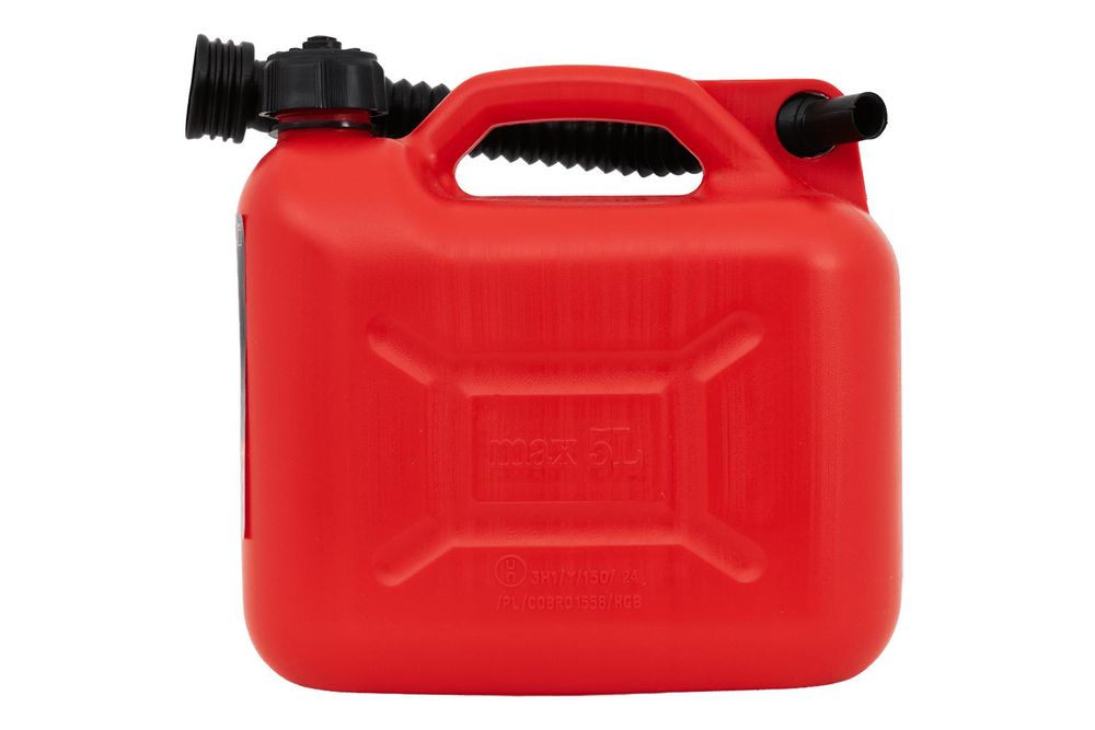 HERMON 5 Liter Kunststoffkanister rot mit Trichter für Benzin und Diesel