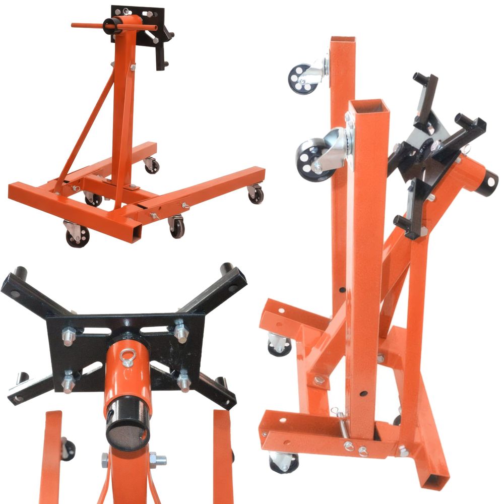 LUXTOM | Motorständer, bis zu 900kg, aus lackiertem Stahl, mit Rollen, Motorheber, Getriebeheber, Getriebehalter, mit 5 Rädern, Faulenzer, Hebebühne, Klauenheber
