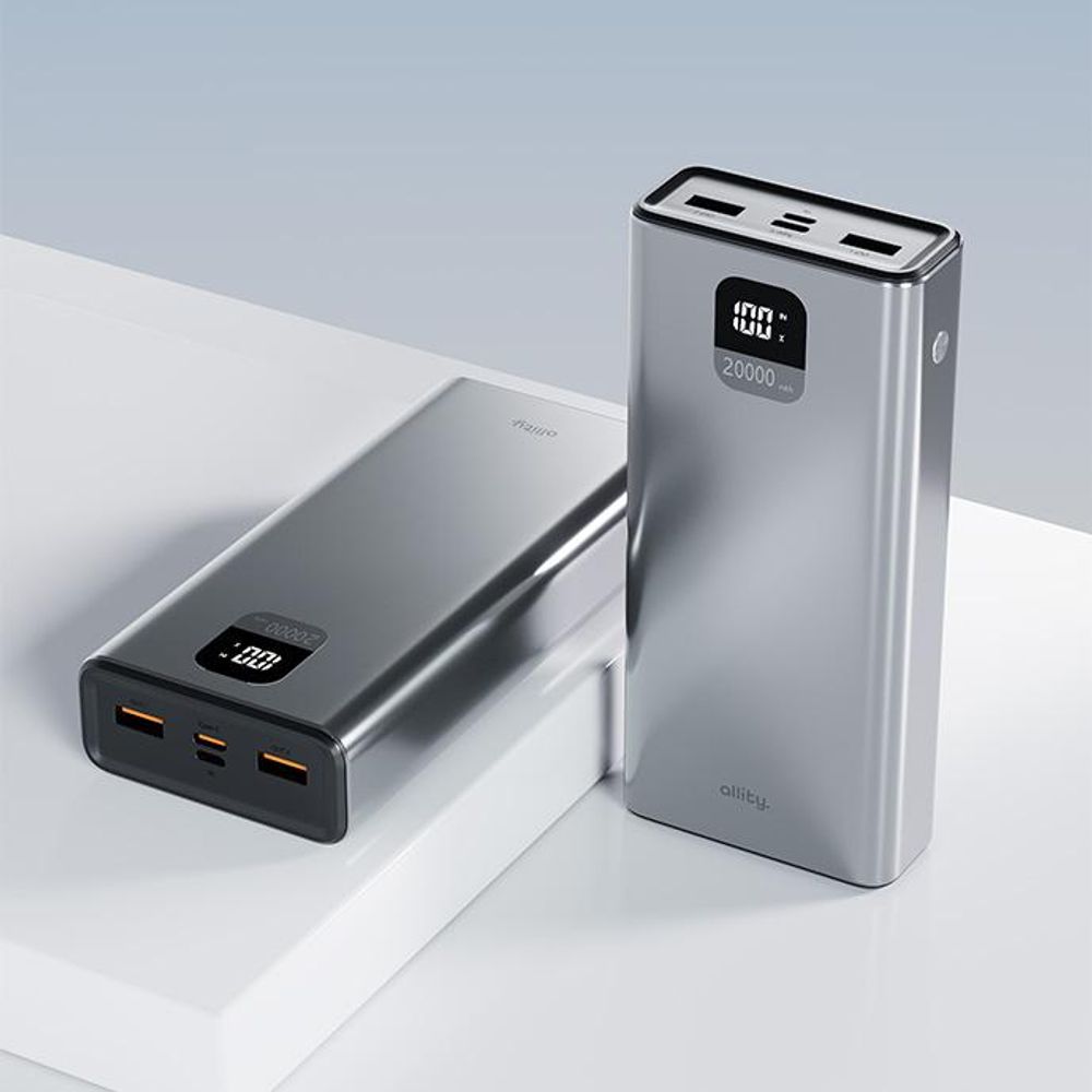 Allity Powerbank APB-100 PD QC 22,5W 20000 mAh szary szybkie ładowanie