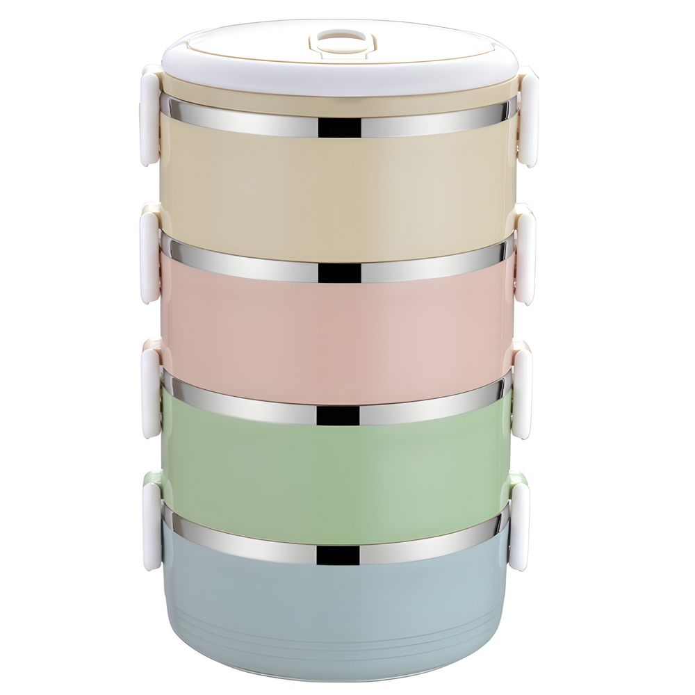 Thermo Lunchbox Edelstahl Lunchpot 4 Tier Box Tragbare Picknick Essen Wärmer Behälter 6-8 Stunden Heiß 12 Stunden Kalt Retoo