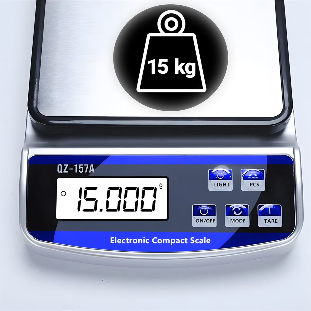 Küchenwaage für den Profi Einsatz bis 15kg 1g Genauigkeit mit Edelstahl Wägefläche LCD Display Retoo