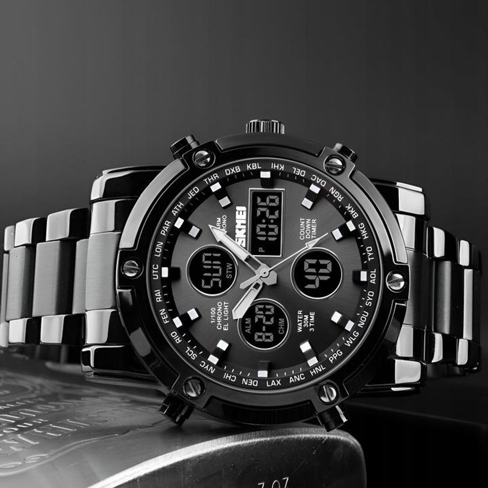 Herren-Sportuhr Digital Trendig Mit Stoppuhr, Datumsanzeige, Alarm, Led + Box
