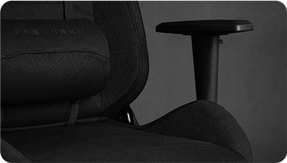 SENSE7 Gamingstuhl Vanguard Stoff Schwarz Ergonomischer Bürostuhl Schreibtischstuhl PC Drehstuhl Chefsessel 150 kg 2D-Armlehnen Wippmechanik Gamer