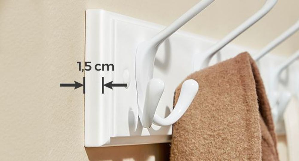 SONGMICS Wandgarderobe, 5 Dreifach-Kleiderhaken, Hakenleiste, Garderobenhaken, Mäntel, Jacken, Hüte, Taschen, Flur, Schlafzimmer, Badezimmer, weiß