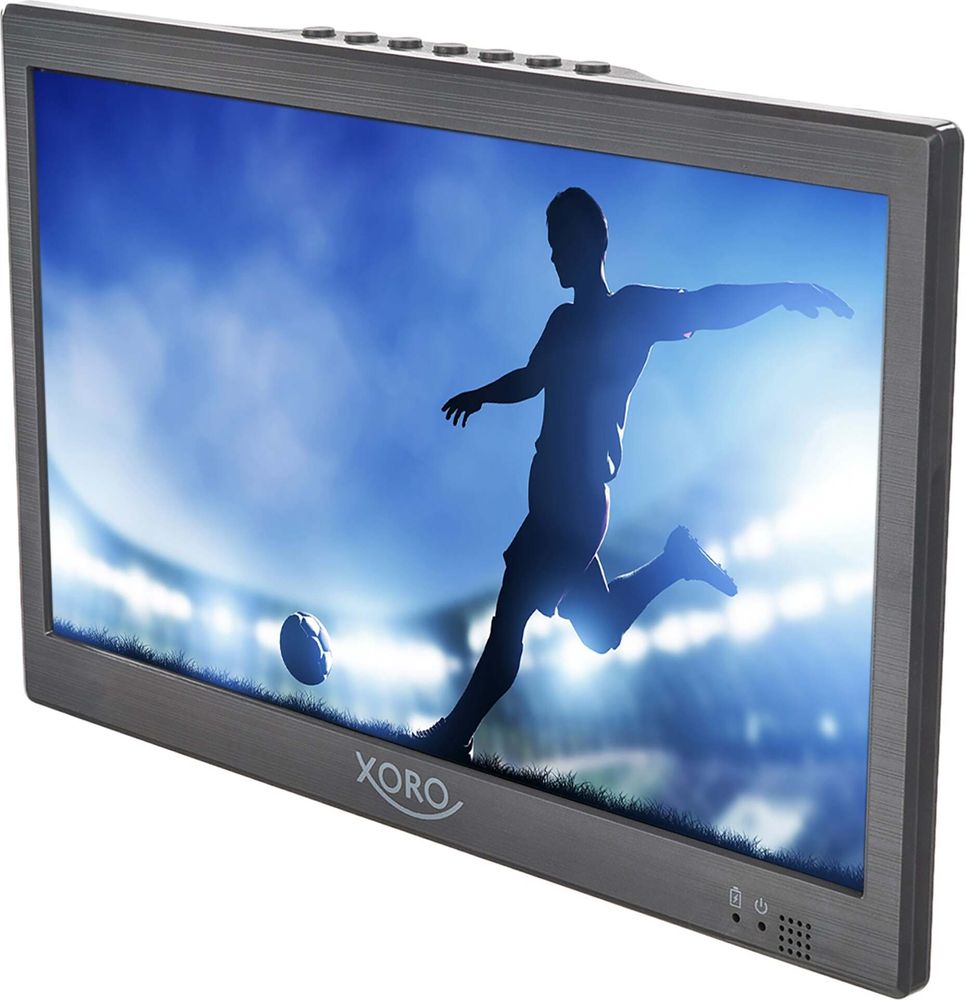 XORO PTL 1015 V2 - 10,1" Tragbarer Fernseher mit DVB-T2 H.265/HEVC Tuner, 3500 mAh Akku, USB 2.0 Mediaplayer, inklusive Antenne und KFZ‐Kabel (12‐24V)