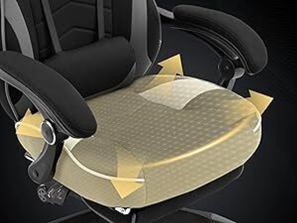 WOLTU Gaming Stuhl Racing Stuhl Bürostuhl Chefsessel mit Kopfstütze und Lendenkissen, Fußstütze, Stoff, Grau, BS83gr