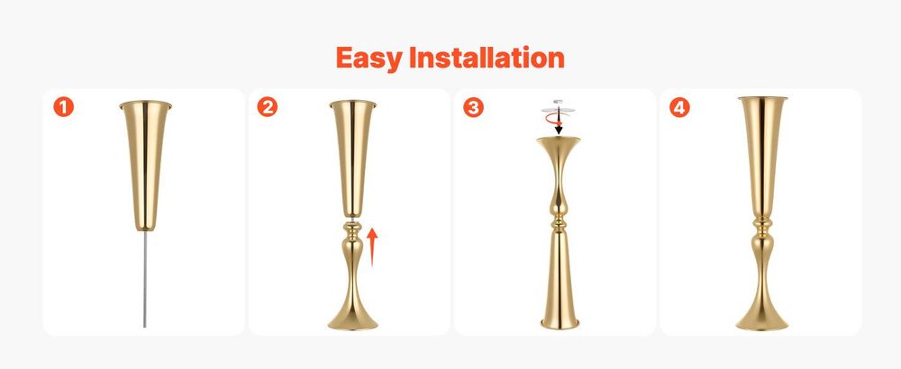 VEVOR 10PCS 55cm/21.65” Hohe Kristall Hochzeitsblumenständer, Metall Hochzeitsmittelstück Vase, Gold Blumenhalter Florale Ausstellungsständer für Tische Hochzeitsdinner Party, Zeremonie Geburtstagsveranstaltung Dekor, 55 cm-a, 12 Stück-a