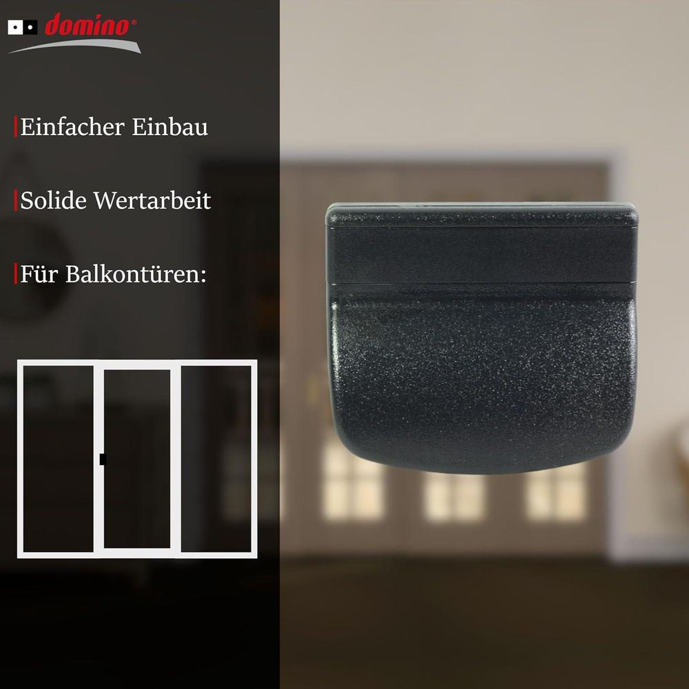 DOMINO Balkontürgriff außen | Balkontür Schnäpper | Terassentürgriff | UV- und Feuchtigkeitsresistent | 1er Set Balkon Türgriff inkl. Schrauben (verdeckt) - Ziehgriff mit Schraubenabdeckung | Schwarz