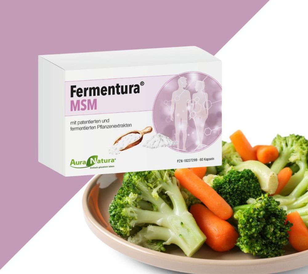 Aura Natura Fermentura MSM Kapseln Hochdosiert – Angereichert mit Fermentierten Inhaltsstoffen | MSM Methylsulfonylmethan – 60 Kapseln – Vegan