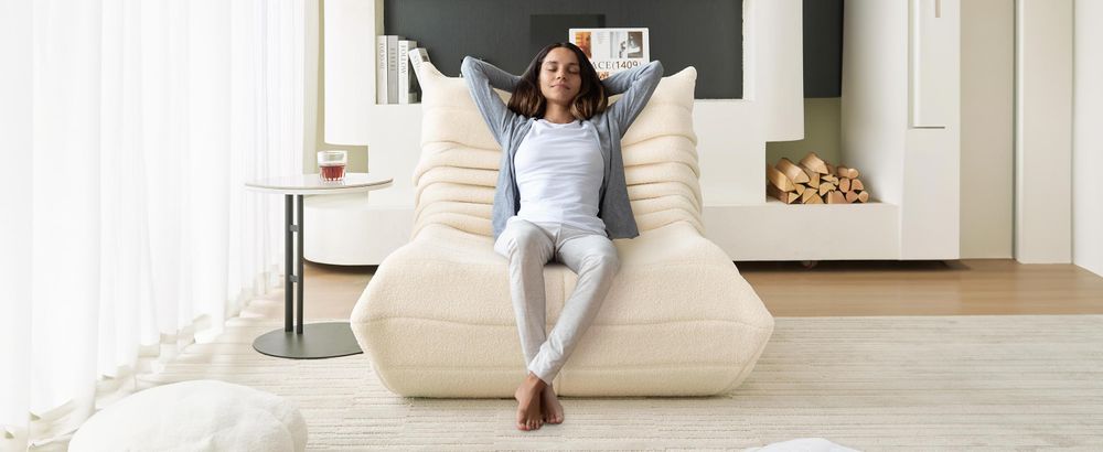okwish Schlafsofas Relaxsessel mit Rückenlehne,Lazy Sofa,Indoor-Sitzkissen,faltbarer Meditationsstuhl,geeignet für Schlafzimmer, Wohnzimmer,Beige