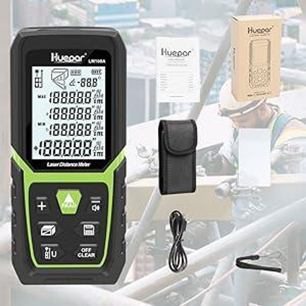 Telemetro laser Huepar LM100A 100 m, batteria agli ioni di litio, sensore angolare, IP54