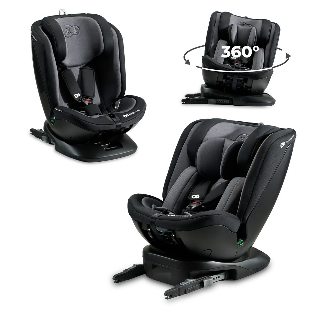 Kinderkraft XPEDITION 2 i-Size Kindersitz 40-150 cm - 4in1 Kombi-Sitz - 360° drehbar - ISOFIX & TOP TETHER - ab Geburt bis 12 Jahre - Schwarz