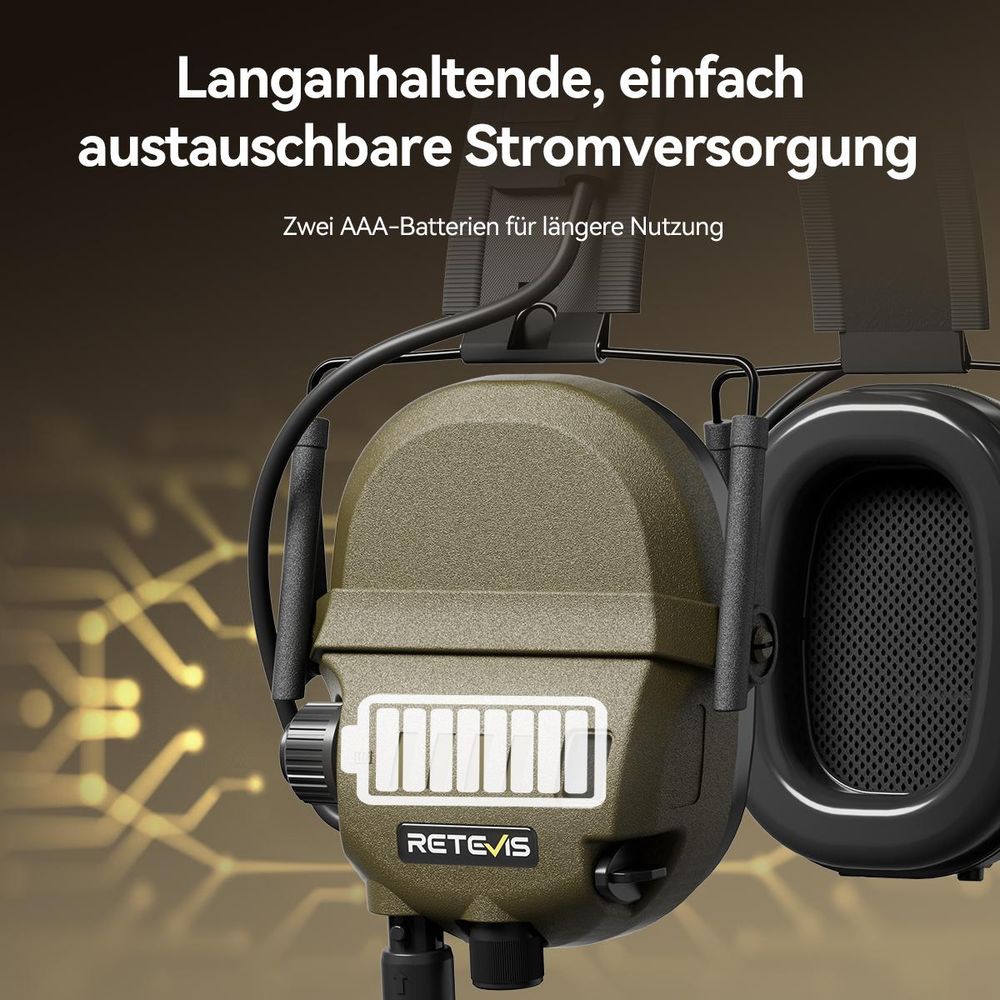 Retevis EH080K Taktisches Headset, Elektronisches Headset, intelligente Geräuschunterdrückung, IP65, Walkie-Talkie-Headset, kompatibel mit RT24