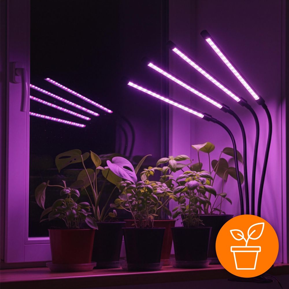 LED Pflanzenlampe 90W Vollspektrum mit 4 Köpfen, Wachstumslampe mit Timer & Clip, 80 LEDs dimmbar für Zimmerpflanzen & Anzucht, EVI GARDEN 4Glow