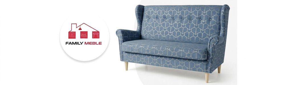 Schlafsofa ARI Design – Skandinavisches Muster, Webstoff in Blau, Family Meble