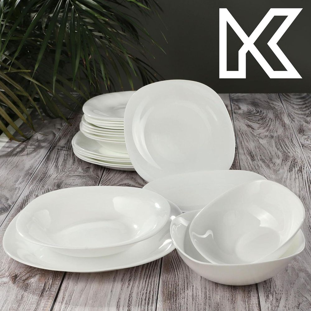 KADAX Suppenteller "Prinier", Suppenschüssel, Weiße Tiefer Teller, 23 cm, 6 Stück