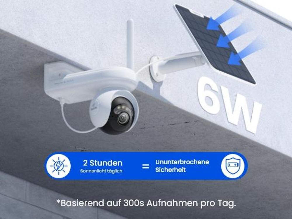 Reolink Altas PT Ultra+Solarpanel, 4K 8MP WiFi 6 Akku Überwachungskamera, 360° PT Auto-Tracking, ColorX Nachricht, 10s Voraufzeichnung, KI Erkennung