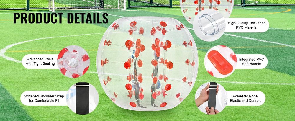 VEVOR Aufblasbare Bumper Balls 2er-Pack, 4FT/1.2M Körper Sumo Zorb Bälle für Teenager & Erwachsene, 0.8mm dicke PVC Menschliche Hamster Bubble Bälle für Outdoor-Teamspiel, Bumper Bopper Spielzeuge für Garten, Hof, Park, 1 Stk-Rote Pünktchen