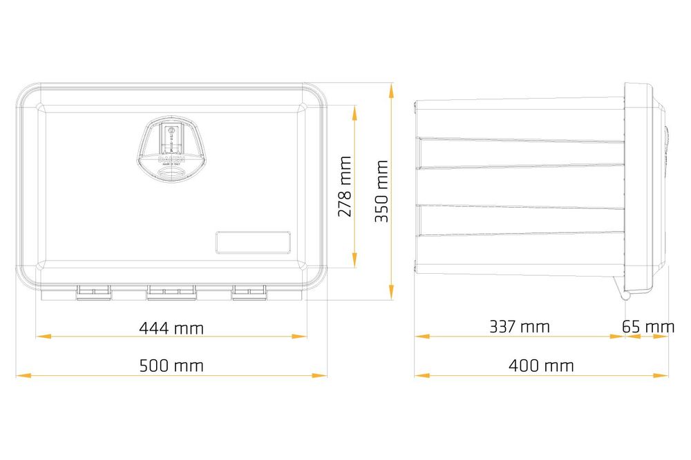 DAKEN JUST 81102 Staukasten 500x350x400mm 40L Werkzeugkasten für LKW Anhänger Unterflurbox Staubox mit Schloss
