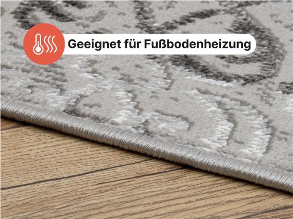 Tapiso Teppich ARES klassisch grau Wohnzimmer Schlafzimmer 200 x 300 cm