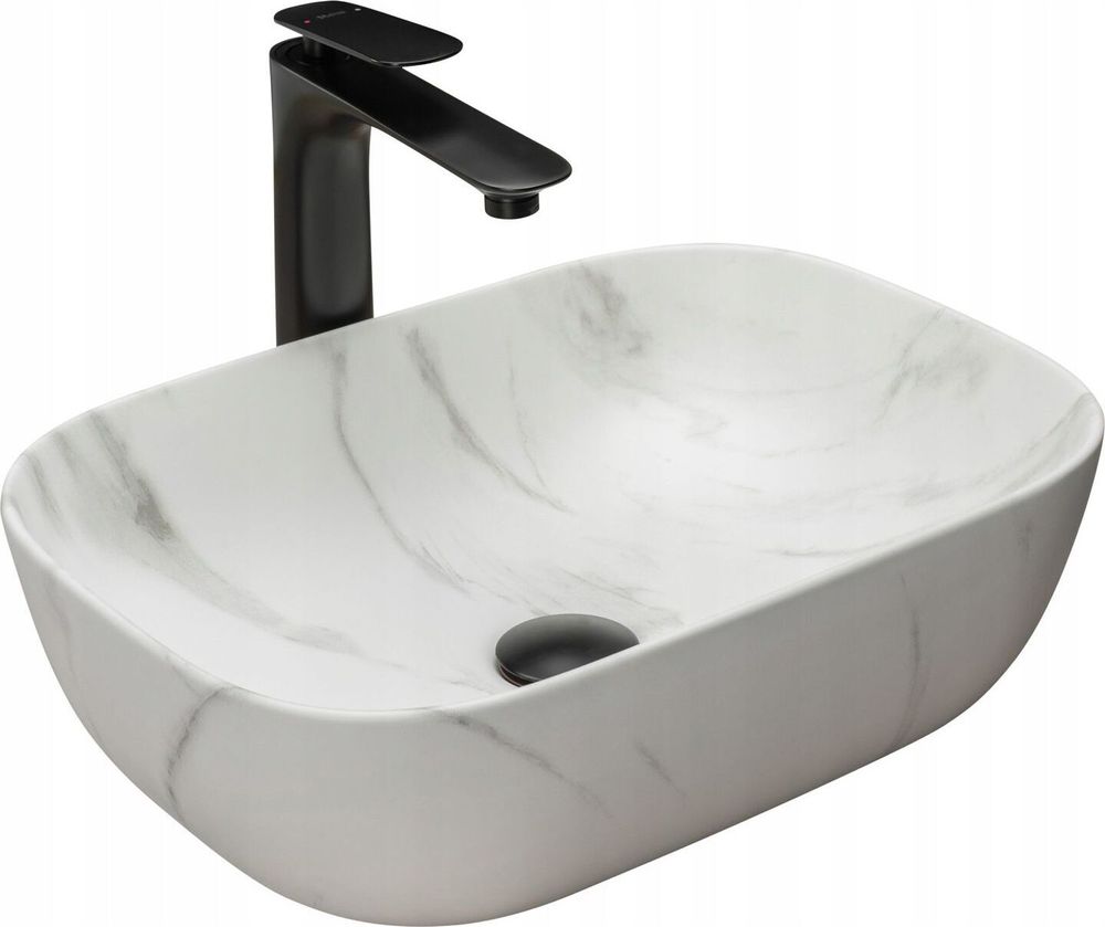 Rea Aufsatzwaschbecken Belinda Marble Oval White