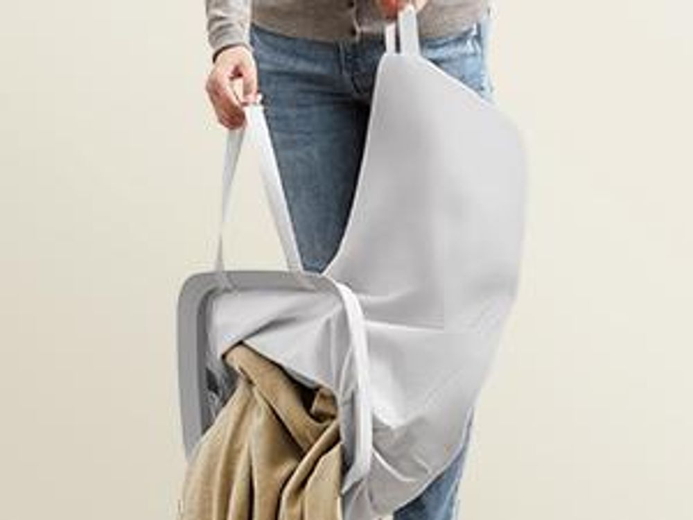 SONGMICS Wäschekorb, 100 L Wäschesammler, Wäschetonne, leichter Aufbau, mit Deckel und Griffen, herausnehmbarer Wäschesack, 42 x 32 x 75 cm