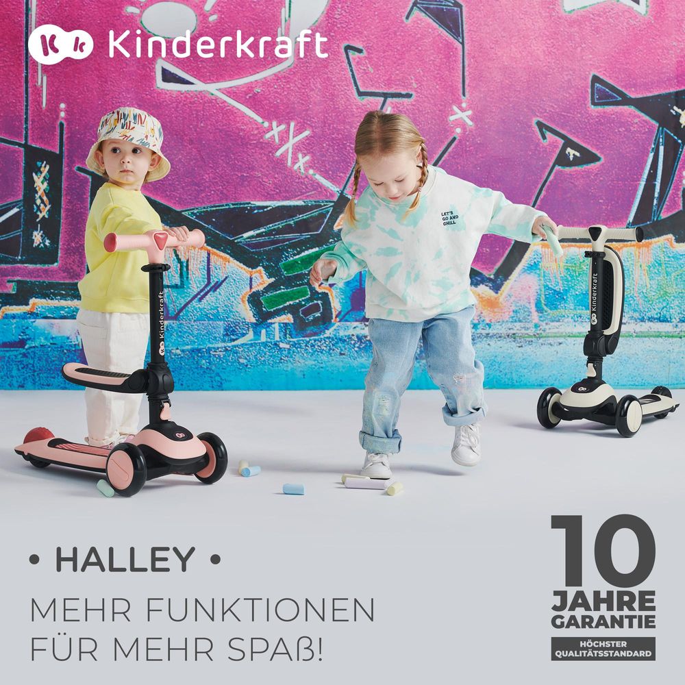 Kinderkraft HALLEY 2in1 - Laufrad & Dreirad Roller, für 1- bis 5-Jährige, leuchtende PolyurethanRäder, verstellbarer Lenker, nur 3 kg leicht - Grün
